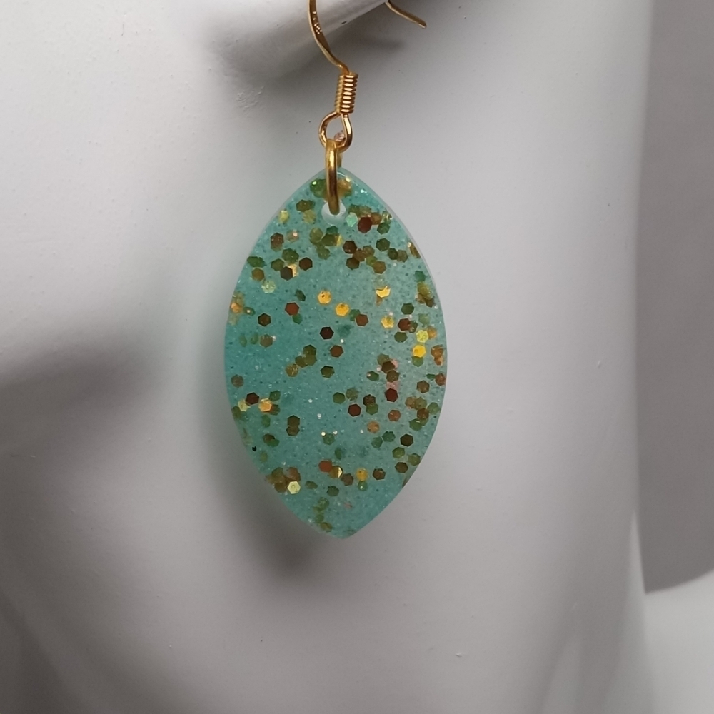 Hand Crafted Green Gold-Accented Earrings